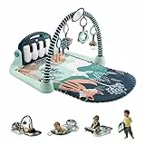 Fisher-Price Alfombra gimnasio de actividades con piano con sonidos y accesorios, motivo bosque, juguete para bebé recién nacido (Mattel HKX37)