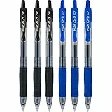 Pilot G2 - Paquete de bolígrafos de gel retráctiles con punta fina en forma de bola de 0,7 mm (6 unidades, colores azul y negro)
