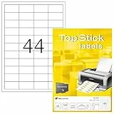 TopStick 8731 - Etiquetas autoadhesivas universales A4 pequeño (48,3 x 25,4 mm, papel) 100 hojas, 44 etiquetas por hoja, 4400 etiquetas, para impresoras inkjet y láser