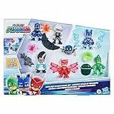 PJ Masks Set de Figuras de héroes y Villanos niños en Edad Preescolar, 7 Figuras de acción con 10 Accesorios, a Partir de 3 años