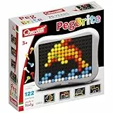 Quercetti Peg Brite, Juguetes Niños 3 Años, Mosaico Luminoso con 120 Clavos Transparentes, Montessori 3 Años, Lámpara LED para Crear Mosaicos Infantiles Creativos, Manualidades Niños, Made in Italy