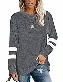 MOLERANI Sudaderas Gris Pizarra para Mujer Suéteres Casuales Sueltos Lisos Lisos Tops de Manga Larga Gris Oscuro XL