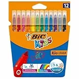 BIC Kids Kid Couleur rotuladores punta media - colores Surtidos, Blíster de 12 unidades