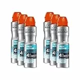 L'Oréal Men Expert - Desodorante en spray eficaz para hombre con efecto de enfriamiento integrado para hasta 48 horas de frescura, Fresh Extreme, 6 x 150 ml