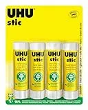 UHU Stic | Barra de Pegamento Sostenible | Pegado Fuerte, Rápido y Duradero | Pack 4 * 40g