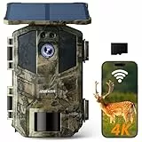 iZEEKER Solar WiFi Cámara de Caza 4K 64MP con Tarjeta Micro SD de 32 GB, Bluetooth Cámara Caza con 5200 mAh Batería, 0,1s Tiempo de Disparo Visión Nocturna Activado por Movimiento