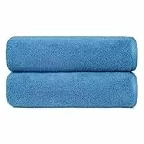 Amazon Basics - paquete de 2 Toallas de baño, absorbentes, de secado rápido, 100 % algodón, (70 x 140 cm), Azulón