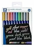 STAEDTLER 8325 TB10 - Estuche con 10 rotuladores metálicos para caligrafía, colores surtidos