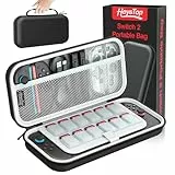 HEYSTOP Funda de Transporte para Consola Nintendo Switch 2, Estuche Protector de Viaje de Gran Capacidad con 12 Ranuras para Tarjetas de Juego para Accesorios de Nintendo Switch 2 2025 Últimos Modelos