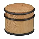 Relaxdays Tope Puerta, Puertas y Ventanas Pesadas, Acero Inoxidable y Goma, Efecto Madera, Freno Suelo, 9,5 cm Ø, Marrón