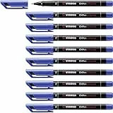 STABILO Marcador permanente OHPen - Caja con 10 unidades - Color azul - Punta fina