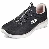 Skechers Summits Lite, Zapatillas Mujer, Black Mesh Light Pink Trim, 39 EU