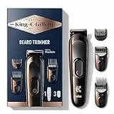 King C. Gillette Kit De Recortadora De Barba Inalámbrica Para Hombre Con Hojas Siempre Afiladas Y 3 Peines Intercambiables, Máquinilla de afeitar