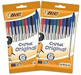 BIC Cristal Original Bolígrafos Punta Media (1,0 mm) – Colores Surtidos, Pack de 2 Blísters de 10 Unidades