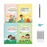 Cuadernos Mágicos Para Niños,Cuaderno De Práctica Mágico Con Ranuras - Libros Reutilizables 1 Juego Edad 3 a 8 Años Aprender a Escribir Letras Infantil Preescolar