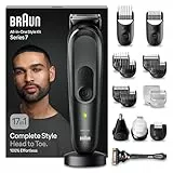 Braun Recortadora de Barba Series 7 Máquina Cortar Pelo, Cortapelos Hombre, Depiladora Corporal para Cara, Pelo, Orejas, Nariz y Cuerpo, Recargable con 100 Min Autonomía, MGK7491, Negro