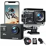 WOLFANG GA300 Cámara Acción 4K, Submarina 40m Impermeable con Tarjeta 32GB, WiFi 60FPS 24MP, Zoom 8X + Gran Angular 170° EIS, Mando 2.4G, Pantalla Táctil, 2 Baterías 1350mAh
