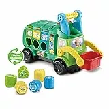VTech - Camión de Reciclaje, Juguetes ecológicos para niños +18 Meses, Aprende a Reciclar, correpasillos montador Fabricado en plástico reutilizado - Versión ESP (3480-541822)