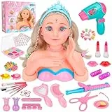MOMOSTAR Cabeza Muñeca para Peinar y Maquillar, 62 Piezas Cabeza Muñeca Maquillaje, Cabeza de Maniquí para peluquería Niña, Regalo de cumpleaños y Navidad para Niños a Partir de 3 4 5 6 Años