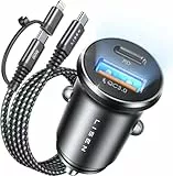 LISEN 54W Cargador Coche Carga Rápida para iPhone Cargador Movil Coche USB C Mechero Coche con Cable C-L Car Charger Acessorios Carros para iPhone 13 12 11 Pro Max 15 16 Samsung Galaxy S25 Xiaomi iPad