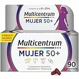 Multicentrum Mujer 50+ Complemento Alimenticio Multivitamínico y Multimineral para Mujeres 50+, Con Vitamina C y Zinc; Postmenopausia, Sin Gluten, 90 Comprimidos