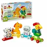 LEGO Mi Primer Duplo Tren de los Animales - Juguete Educativo para Bebés - Figuras de Animales de Granja: Gallo, Caballo, Cordero y Vaca - Regalo de Cumpleaños para Niños y Niñas de 1+ Años 10412