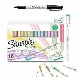 Sharpie S-Note Duo - Resaltadores de punta doble, marcadores creativos pastel, punta redonda y cincel para resaltar, dibujar, diario y más, 16 unidades + 1 marcador permanente de punta fina, color