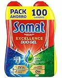 Somat Excellence Gel Anti-Grasa, detergente lavavajillas desengrasante, líquido en botella 50x2, 100 lavados