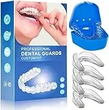 Zikenis 4 Piezas Ferula Descarga Bruxismo, in 2 Tamaños Bruxismo Dental Noche, Protector Bucal para Dormir, Protector Bucal Bruxismo con Caja, para bruxismo, clenching, protector de boca atlética