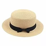 Generisch Sombrero de bautizo para niño de verano Fedora Sombrero de paja de ala ancha Floppy Beach Sun Cap Visor Hat Sombrero para el Sol Niños Azul, c, talla única