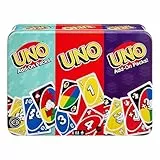 Mattel Games UNO con 2 Packs de expansión y Caja metálica Coleccionable para niños, Adultos y Noches de Juegos en Familia, De 2 a 10 Jugadores, JCV60