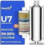 VeoryFly Filtro Ducha con Vitamina C y 2 Cartuchos，Elimina 99% Cloro, Cal y Metales Pesados – Revitaliza Cabello y Piel. Filtro Agua Ducha Antical para una Ducha Saludable.