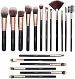 AMMIY Pinceles de Maquillaje Rose Golden de 18 Piezas Brochas de maquillaje de Primera Calidad Set Para Cara y Ojos, Pinceles Sintéticos Para Correctores en Polvo de Base Blush Eyeshadow