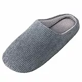 Knixmax Zapatillas de Estar por Casa Hombre y Mujer Algodón Pantuflas Cómodo y Suave para Hotel Viaje Gris 44-45