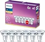 Philips - Bombilla LED cristal 50W, GU10, luz blanca cálida, transparente, no regulable, pack 6 [Clase de eficiencia energética F]