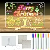 PICKONA Tablero de notas led acrílico luminoso con 7 colores bolígrafo y soporte - borrable - tablero de escritura y dibujo led para niños escuela oficina - pizarra de mensajes led 30x20 cm