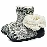 ONCAI Zapatillas De Casa Para Mujer En Invierno Lana Artificial Forrada De Botones En El Lateral, Cómoda y Cálida Gris 36/37 EU