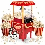 NK Palomitero Retro, Máquina de Palomitas de Maíz Eléctrica 1200W, Botón fácil de utilizar, Preparación listas en 2 minutos, Aire Caliente, Tamaño 0,3L, Portable, Ideal para Casa
