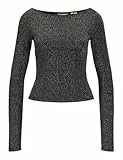 JJXX Jxsigga Str Glitter Boatneck LS Top Jrs Camiseta de Manga Larga, Plata, M Mujeres