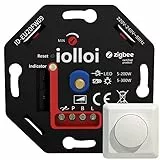 iolloi Zigbee - Regulador de intensidad LED (5-200 W, 230 V, intensidad de luz regulable, para lámparas halógenas y LED regulables, compatible con Alexa, Philips Hue y Google Home, sin abrazaderas)
