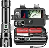 Shadowhawk Linternas alta Potencia 24H Iluminación | Militar 1000000 Lumens 30W Linterna LED Potente Rechargeable(2pc 5000mah Batería), Tactica para Camping/Emergencias/Senderismo, Pantalla LCD & IP67