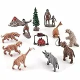 Bekecidi Juego de 12 Piezas de Modelos Humanos Primitivos y Mini Animales de la Selva Emulación de Modelo Primitivo Figura Realista de Animales Salvajes para Niños y Adultos Juego Educativo Científico