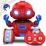 Ophy Robot Niños Juguetes Recargables y Proyectables RC Robot con Ojos LED y Música Juguete RC con Sensor de Gestos para A Partir de 3 4 5 6 7 8 9 10 años Regalo Azul Rojo Víspera de Todos los Santos