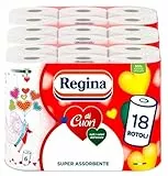 Regina Papel de cocina de corazones | Paquete de 18 rollos de 2 capas | 50 hojas por rollo | Gran absorción, grueso y resistente | Papel 100% certificado FSC®…
