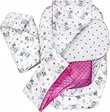 Medi Partners Nido Bebe Recien Nacido Reductor de Cuna - 100x60x15 Juego de 5 Piezas bebés anticolicos Bilateral Portátil o de Viaje 100% Algodón (Peluche con un Minky Rosa Oscuro)