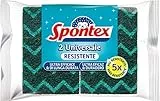 Spontex - Mosaik Universale, 2 Estropajos de Poliuretano, Fibra Verde Decorada, Resistente al Desgaste