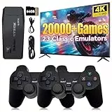 Febotak Retro Gaming Console Stick con 2.0000+ Juegos, 9 emuladores preinstalados, 4K HDMI, Controlador inalámbrico Dual 2.4G, Sistema Plug & Play, Regalos para niños Adultos Consolaa(Negro)