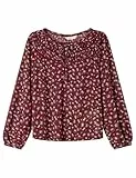 Springfield Printed Long Sleeve Blouse with Ladder Laces Blusa De Manga Larga, Wine, L para Mujer