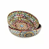 Henten Home Juego de platos hondos de pasta, 2 platos hondos de colores, 1500 ml, cuencos multiusos para sopa, fideos, espaguetis, pasta, ensalada, serie Mylo, estilo boho