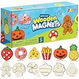 JOYIN Juego de imanes de madera de 12 piezas, juego de manualidades para niños de 3 a 12 años, juego de pintura con imanes de madera para pintar, regalos de cumpleaños